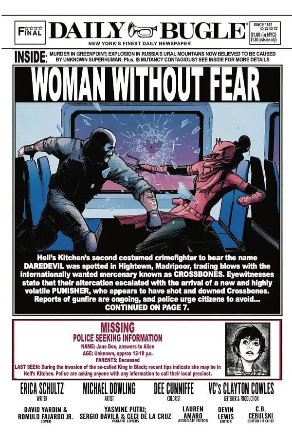 Interior preview page from DAREDEVIL: WOMAN WITHOUT FEAR #2 DAVID YARDIN COVER