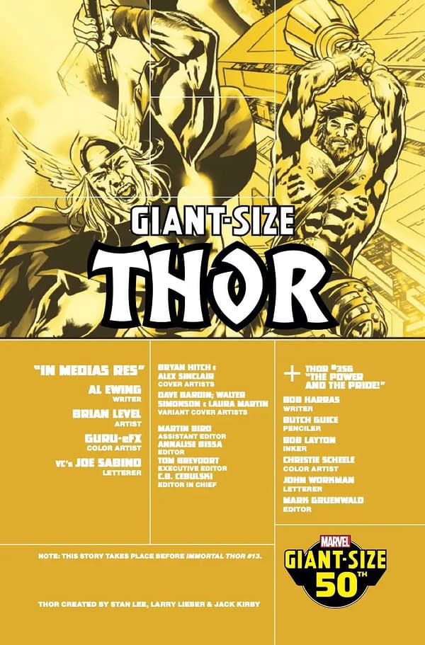 Inside view of GIANT-SIZE THOR #1 BRYAN HITCH COVER