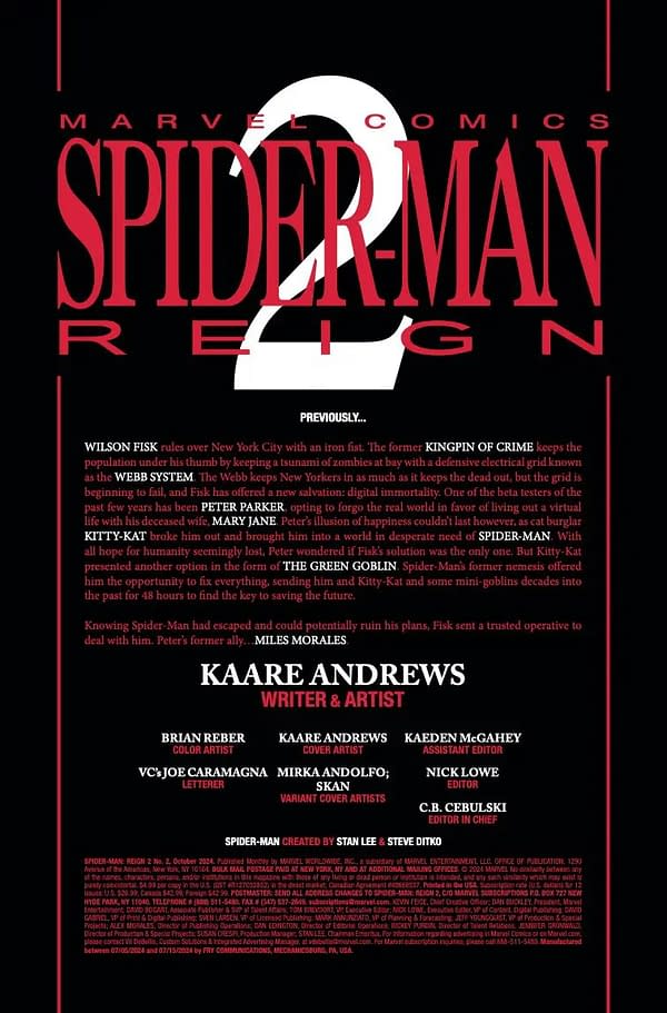 Interior preview page from SPIDER-MAN: REIGN 2 #2 KAARE ANDREWS COVER