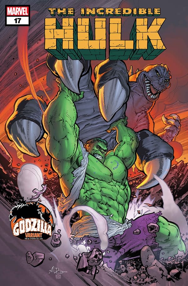 Cover image for INCREDIBLE HULK #17 ANDREI BRESSAN GODZILLA VARIANT