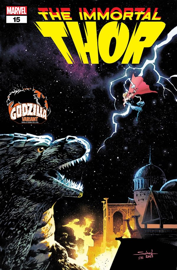 Cover image for IMMORTAL THOR #15 JONAS SCHARF GODZILLA VARIANT