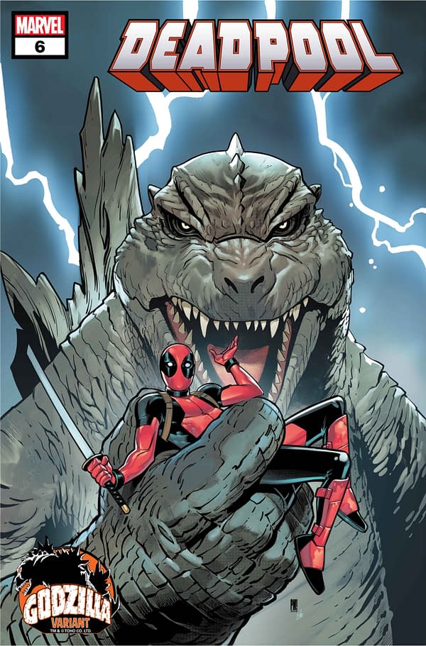 Cover image for DEADPOOL #6 PACO MEDINA GODZILLA VARIANT