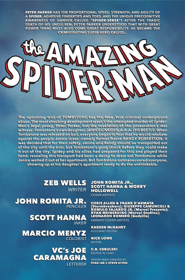Preview image for 75960620200305811 AMAZING SPIDER-MAN #58 JOHN ROMITA JR. COVER, by Zeb Wells & John Romita Jr. & John Romita Jr., in stores Wednesday, September 25, 2024 from marvel