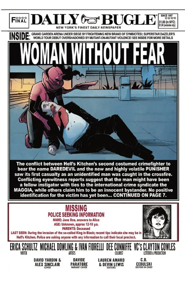 Interior preview page from DAREDEVIL: WOMAN WITHOUT FEAR #3 DAVID YARDIN COVER