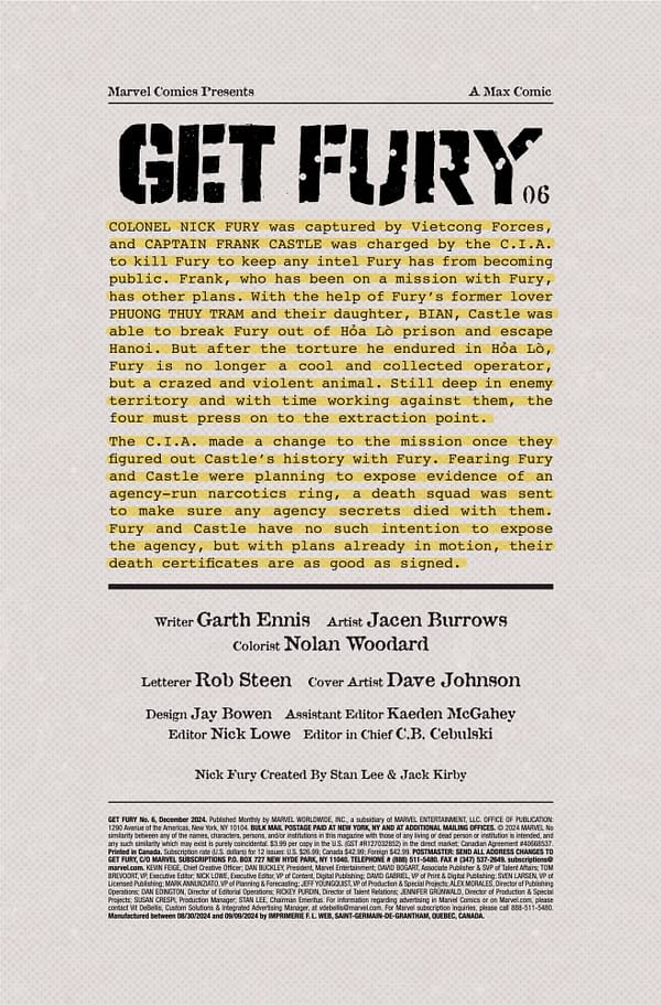 Interior preview page from GET FURY #6 DAVE JOHNSON COVER