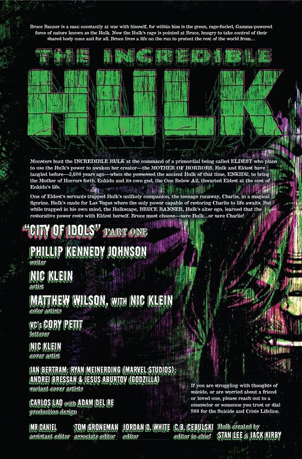 Interior preview page from INCREDIBLE HULK #17 NIC KLEIN COVER