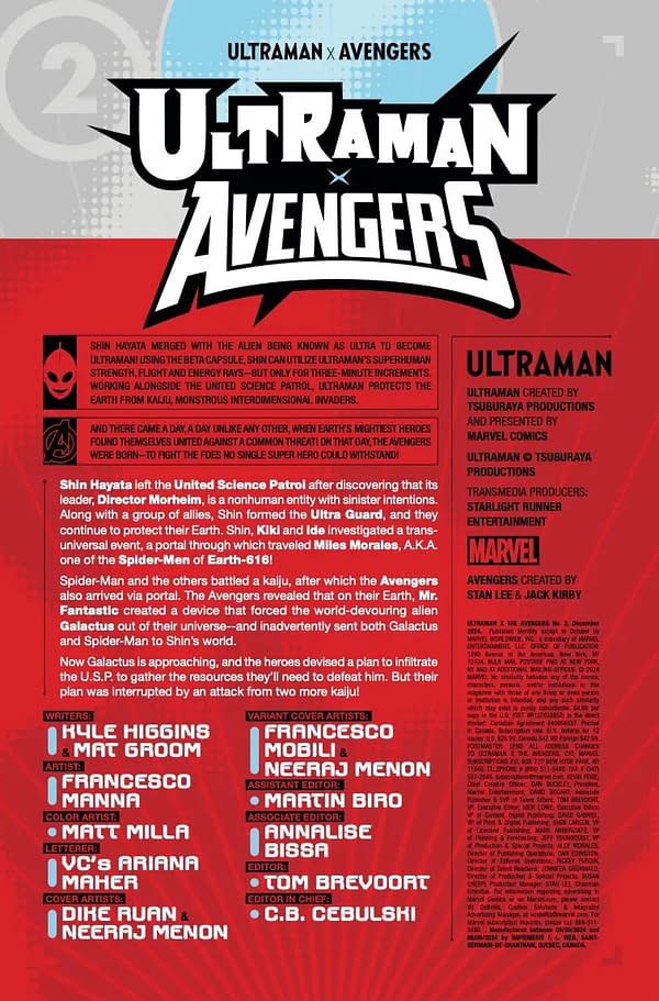 Interior preview page from ULTRAMAN X THE AVENGERS #2 DIKE RUAN COVER