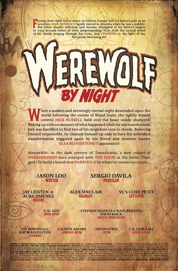 Interior preview page from WEREWOLF BY NIGHT: RED BAND #2 E.M. GIST COVER