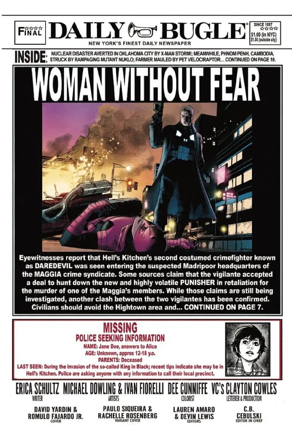 Interior preview page from DAREDEVIL: WOMAN WITHOUT FEAR #4 DAVID YARDIN COVER