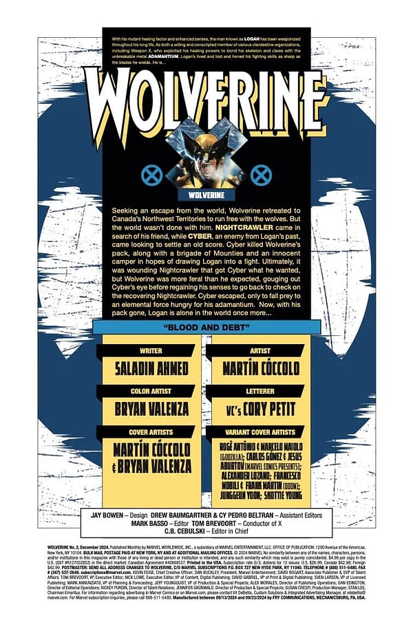 Interior preview page from WOLVERINE #2 MARTIN COCCOLO COVER