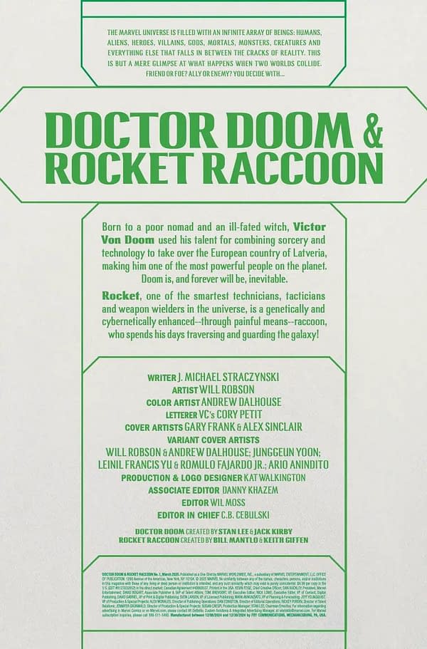 Interior preview page from DOCTOR DOOM AND ROCKET RACCOON #1 GARY FRANK COVER