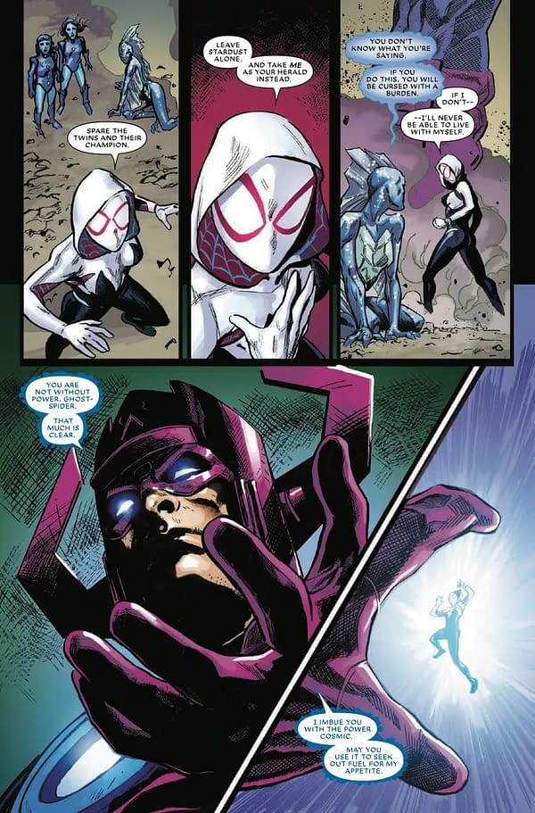 Interior preview page from WHAT IF GALACTUS TRANSFORMED SPIDER-GWEN #1 RON LIM COVER