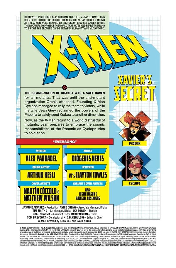 Interior preview page from X-MEN: XAVIER'S SECRET #1 MARTIN COCCOLO COVER