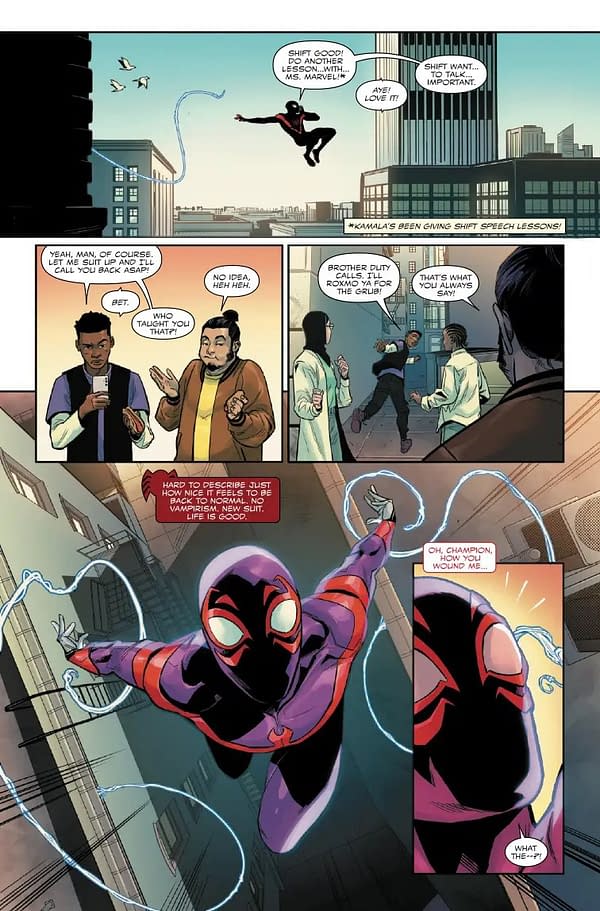 Interior preview page from MILES MORALES: SPIDER-MAN #30 FEDERICO VICENTINI COVER