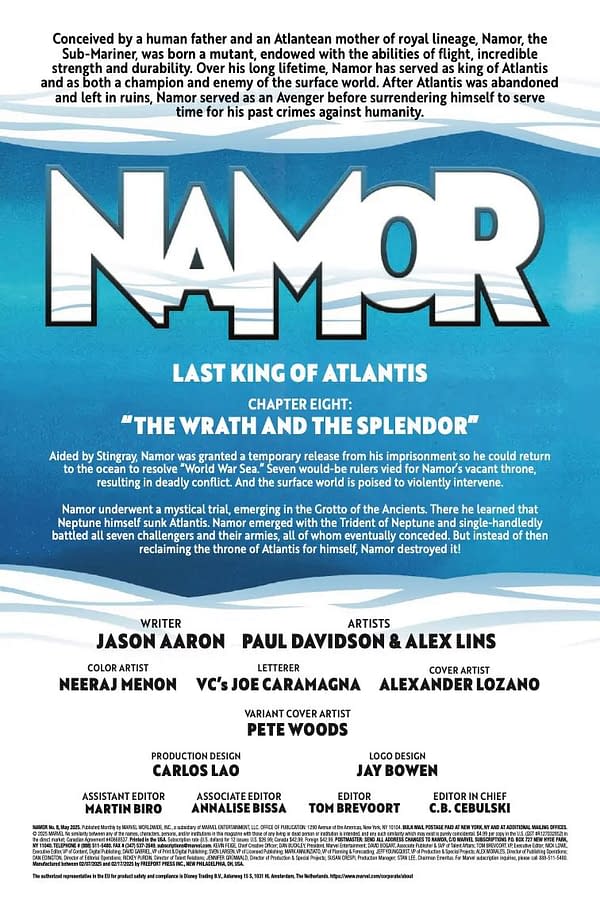 Interior preview page from NAMOR #8 ALEXANDER LOZANO COVER
