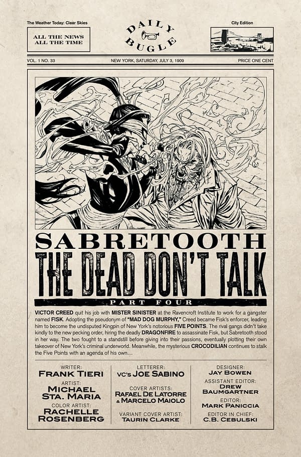 Interior preview page from SABRETOOTH: THE DEAD DON'T TALK #4 RAFAEL DE LATORRE COVER