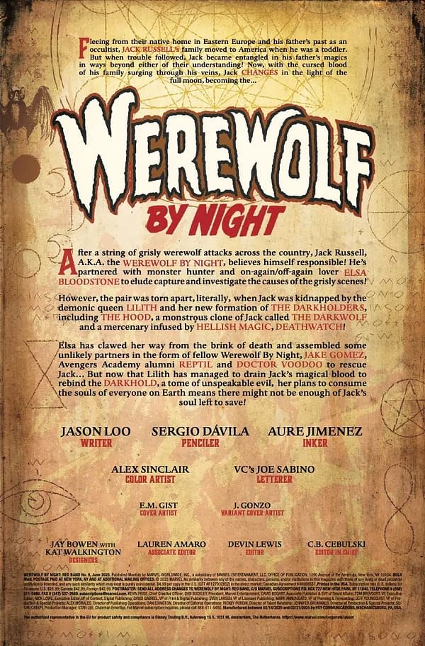 Interior preview page from WEREWOLF BY NIGHT RED BAND #9 E.M. GIST COVER