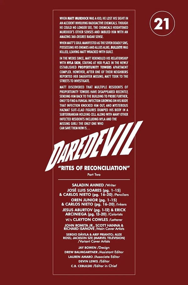 Interior preview page from DAREDEVIL #21 JOHN ROMITA JR. COVER