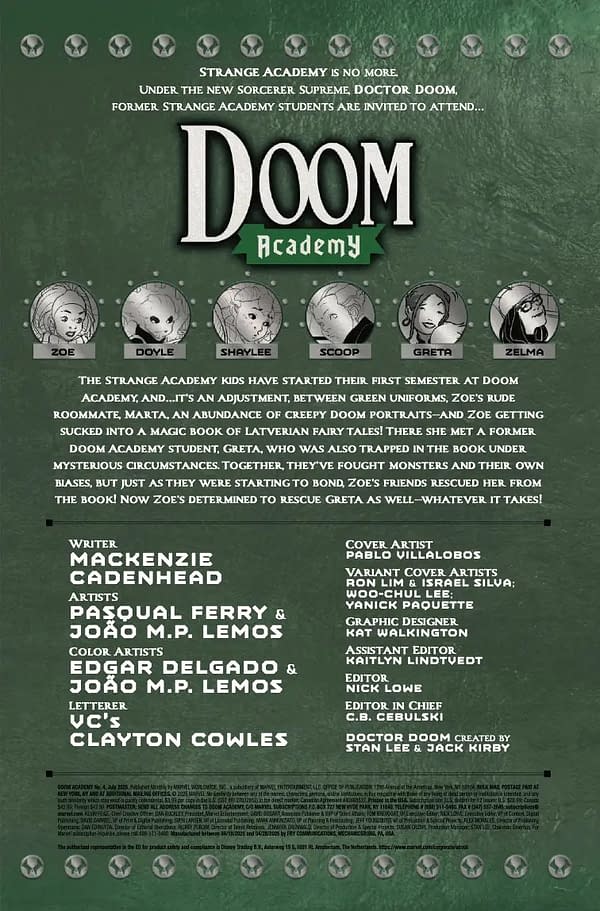 Interior preview page from DOOM ACADEMY #4 PABLO VILLALOBOS COVER