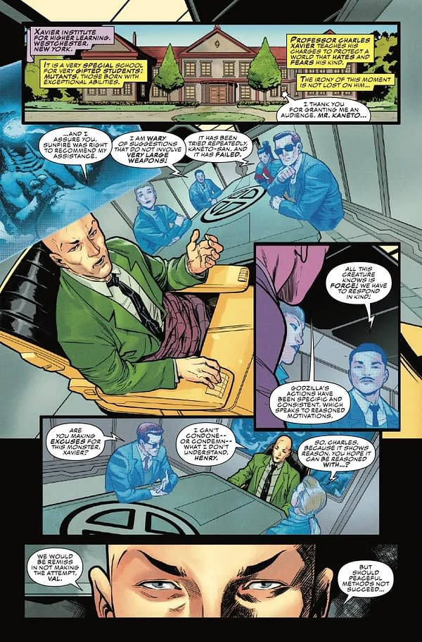 Interior preview page from GODZILLA VS. X-MEN #1 TONY DANIEL COVER