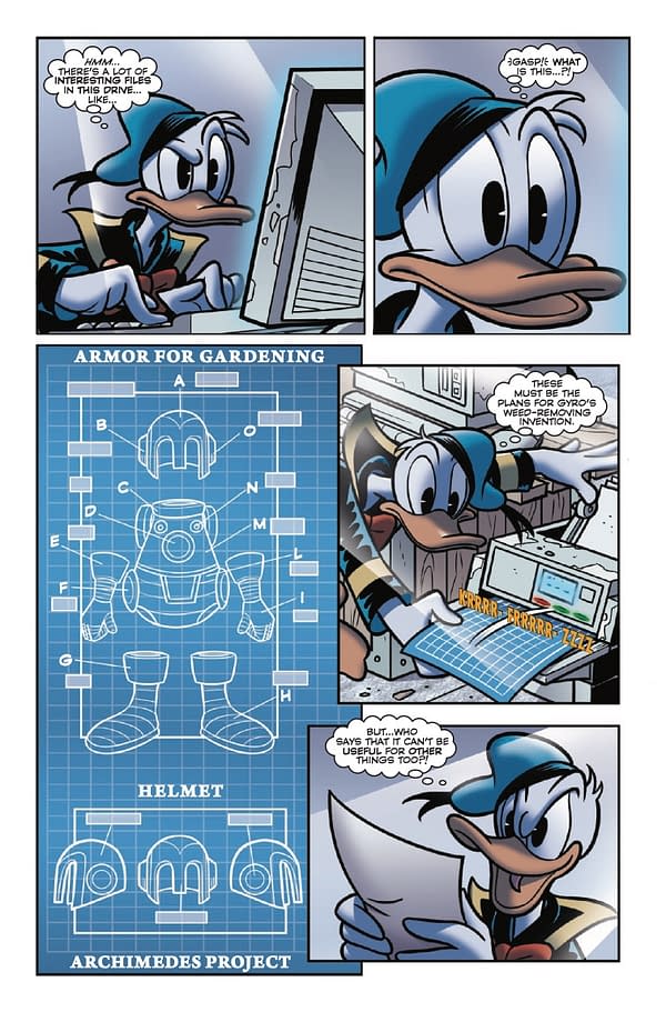 Interior preview page from WHAT IF DONALD DUCK BECAME IRON MAN #1 DONALD  SOFFRITTI COVER