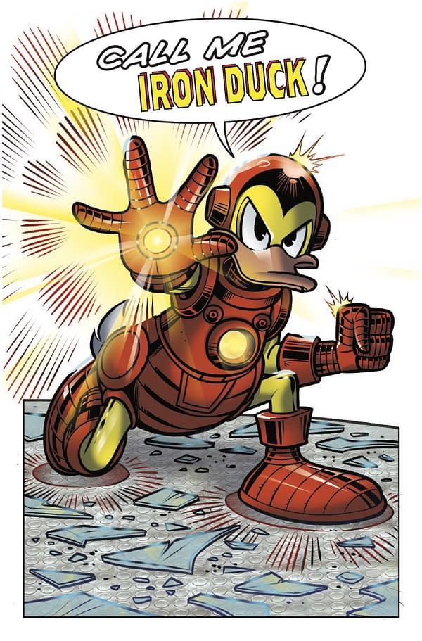 Interior preview page from WHAT IF DONALD DUCK BECAME IRON MAN #1 DONALD  SOFFRITTI COVER