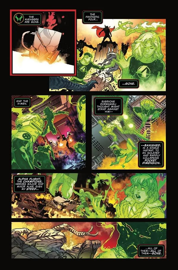 Interior preview page from ONE WORLD UNDER DOOM #4 BEN HARVEY COVER