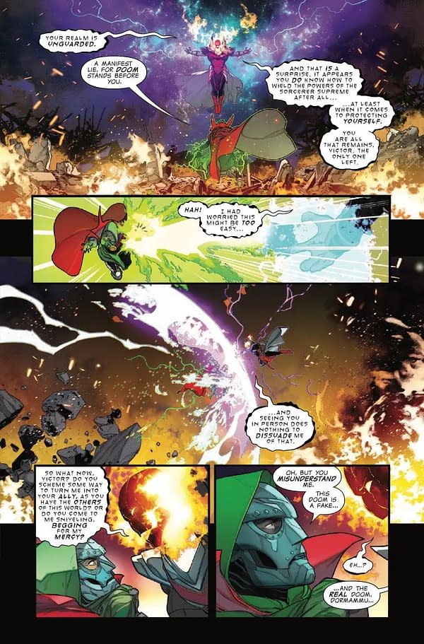 Interior preview page from ONE WORLD UNDER DOOM #4 BEN HARVEY COVER