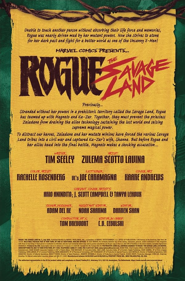 Interior preview page from ROGUE: THE SAVAGE LAND #5 KAARE ANDREWS COVER