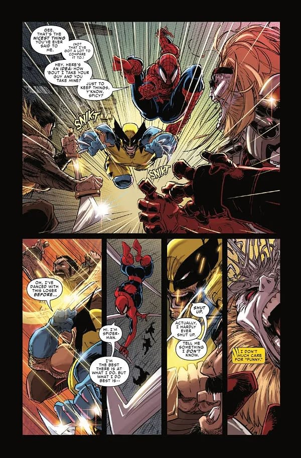 Interior preview page from SPIDER-MAN AND WOLVERINE #1 KAARE ANDREWS COVER