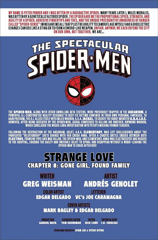 Interior preview page from SPECTACULAR SPIDER-MEN #15 MARK BAGLEY COVER