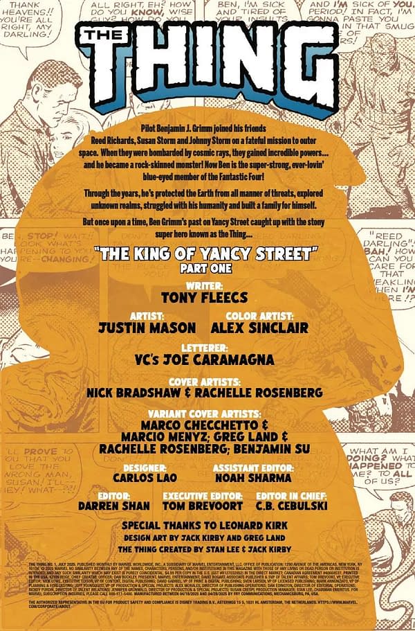 Interior preview page from THE THING #1 NICK BRADSHAW COVER
