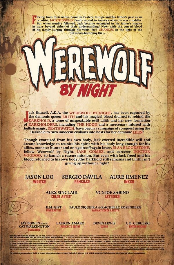 Interior preview page from WEREWOLF BY NIGHT: RED BAND #10 E.M. GIST COVER