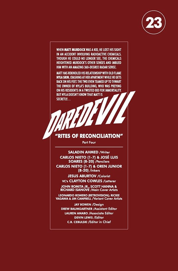 Interior preview page from DAREDEVIL #23 JOHN ROMITA JR. COVER