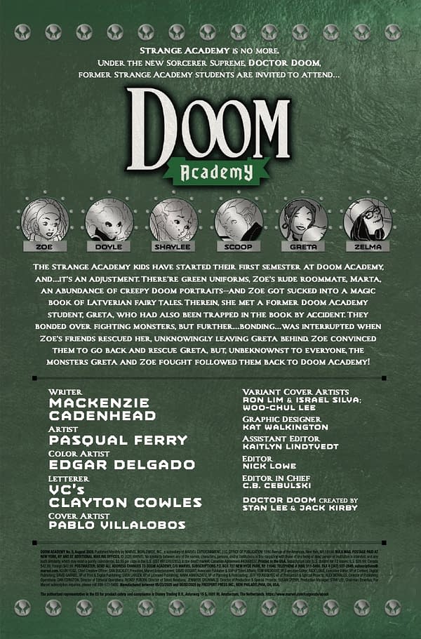 Interior preview page from DOOM ACADEMY #5 PABLO VILLALOBOS COVER