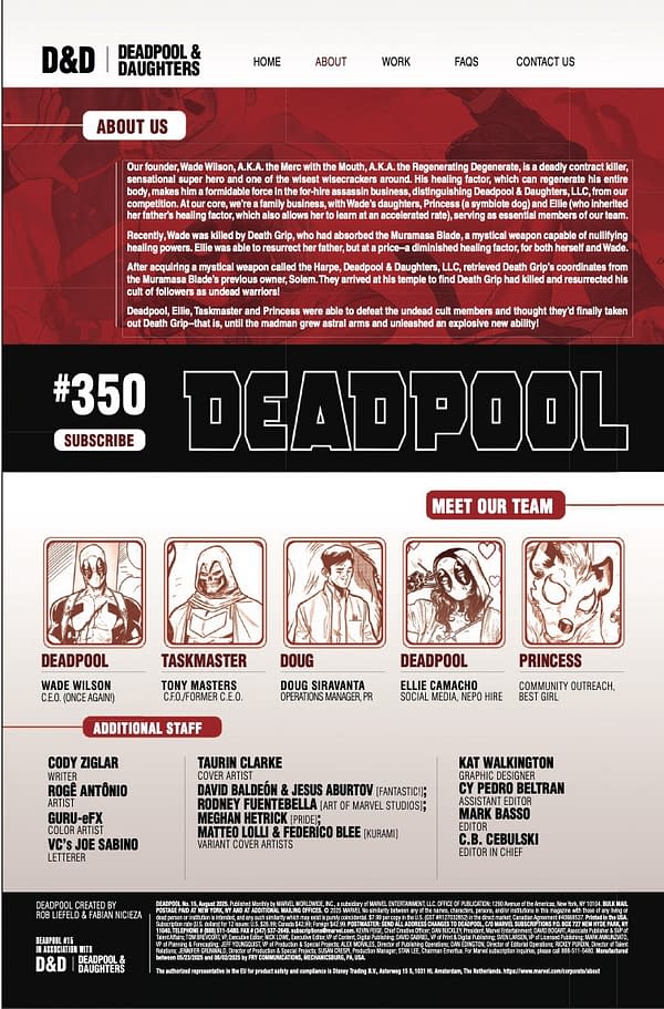 Interior preview page from DEADPOOL #15 TAURIN CLARKE COVER