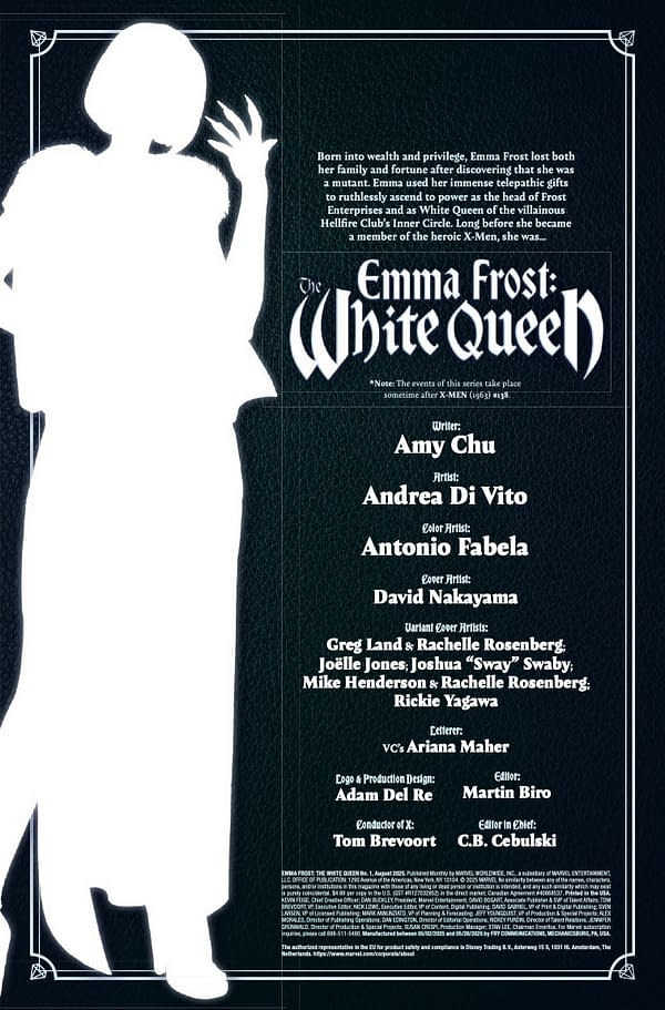 Interior preview page from EMMA FROST: THE WHITE QUEEN #1 DAVID NAKAYAMA COVER