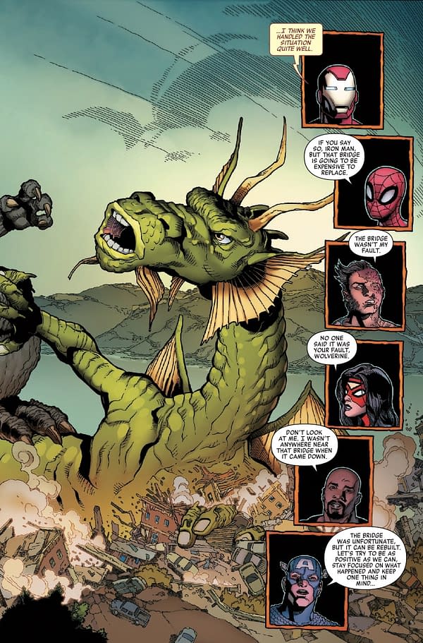 Interior preview page from GODZILLA VS. AVENGERS #1 LEINIL YU COVER