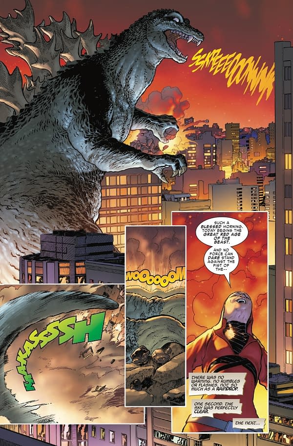 Interior preview page from GODZILLA VS. THOR #1 MARK BROOKS COVER