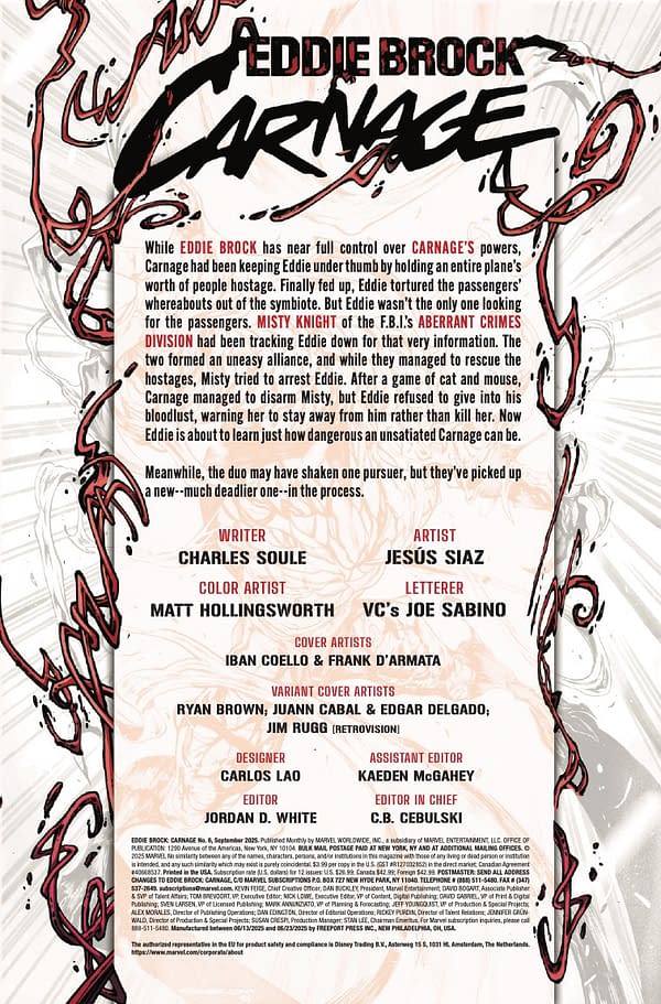 Interior preview page from EDDIE BROCK: CARNAGE #6 JESUS SAIZ COVER