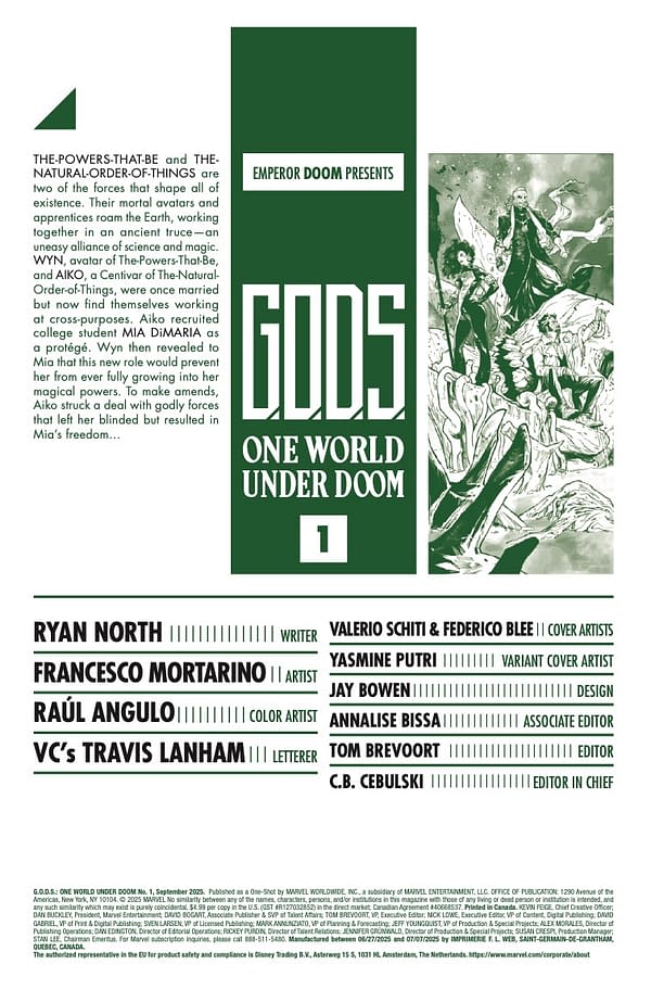 Interior preview page from GODS: ONE WORLD UNDER DOOM #1 VALERIO SCHITI COVER