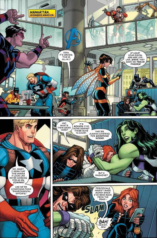 Interior preview page from MARVEL SWIMSUIT SPECIAL: FRIENDS FOES AND RIVALS #1 ADAM HUGHES COVER