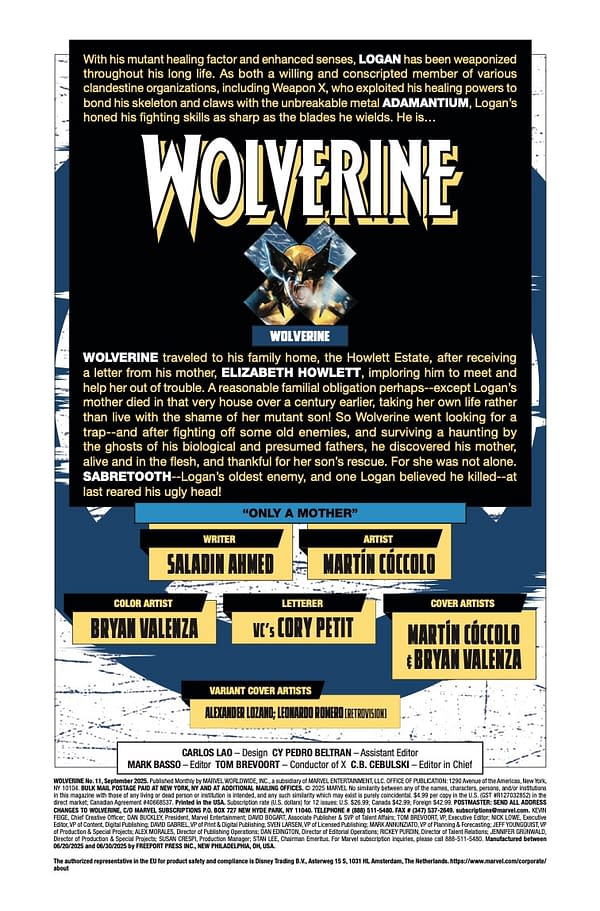 Interior preview page from WOLVERINE #11 MARTIN COCCOLO COVER
