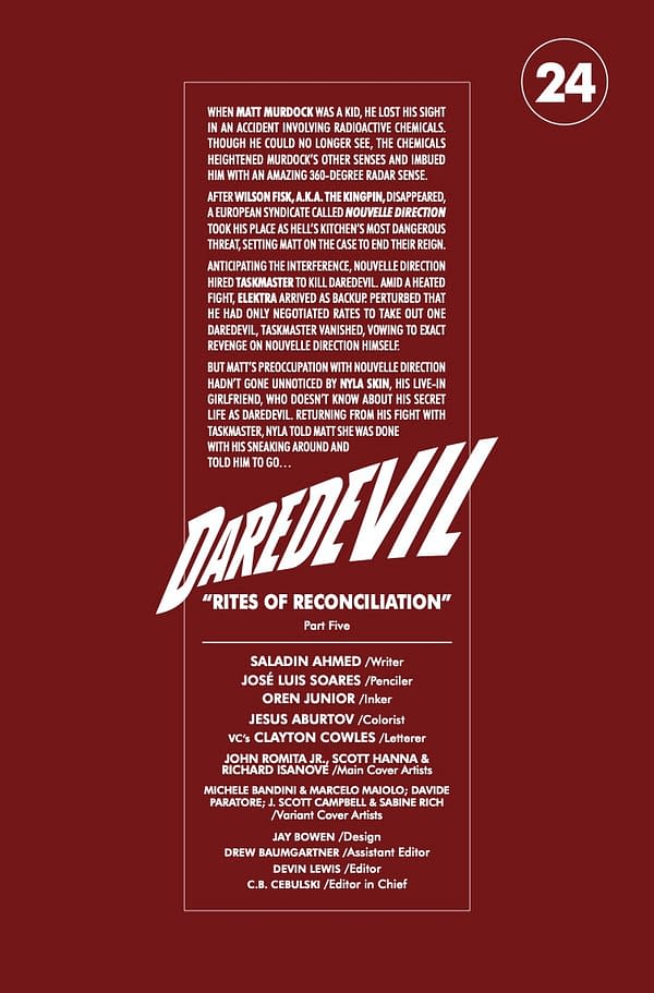 Interior preview page from DAREDEVIL #24 JOHN ROMITA JR. COVER