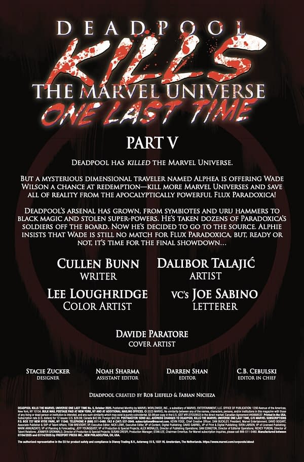 Interior preview page from DEADPOOL KILLS THE MARVEL UNIVERSE ONE LAST TIME #5 DAVIDE PARATORE COVER