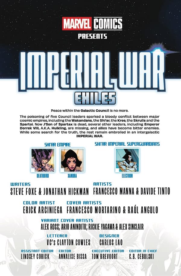 Interior preview page from IMPERIAL WAR: EXILES #1 FRANCESCO MORTARINO COVER