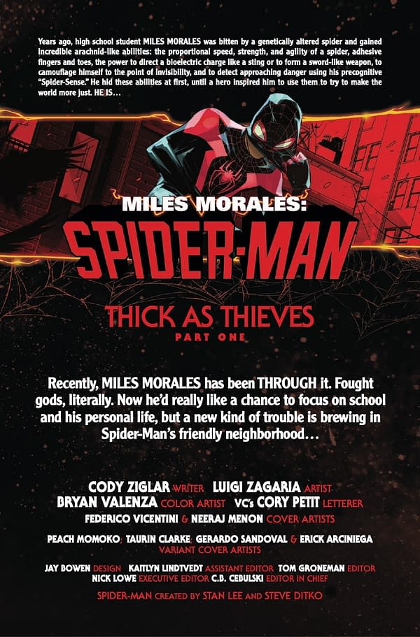 Interior preview page from MILES MORALES: SPIDER-MAN #37 FEDERICO VICENTINI COVER