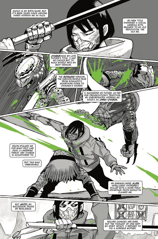 Interior preview page from PREDATOR: BLACK WHITE AND BLOOD #2 CORIN HOWELL COVER