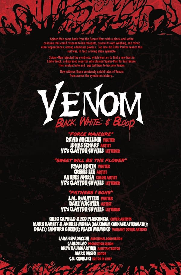 Interior preview page from VENOM: BLACK WHITE AND BLOOD #1 GREG CAPULLO COVER
