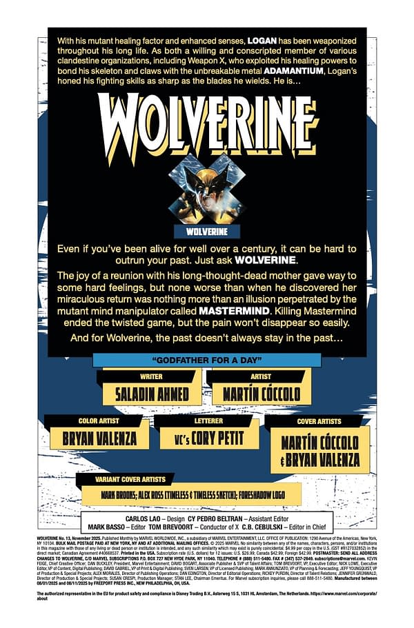 Interior preview page from WOLVERINE #13 MARTIN COCCOLO COVER